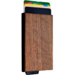 accessoire élégant porte-cartes en bois et métal