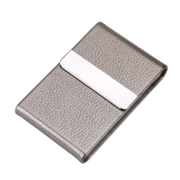 porte-cartes compact en simili cuir et métal