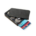porte-cartes élégant en métal carbone