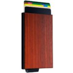 porte-cartes en bois et métal fonctionnalité automatique