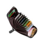 porte-cartes en cuir avec fermeture éclair RFID