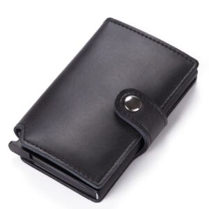 Porte-cartes en cuir et métal RFID