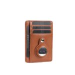 porte-cartes en cuir fin avec emplacement AirTag