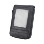 porte-cartes en cuir lisse zippé RFID