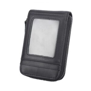 porte-cartes en cuir lisse zippé RFID