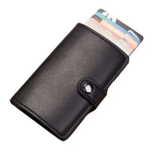 porte-cartes en cuir pu et métal RFID