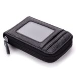 porte-cartes en cuir pu zippé RFID
