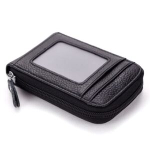 porte-cartes en cuir pu zippé RFID