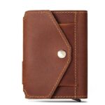 porte-cartes en cuir véritable automatique RFID Le secur