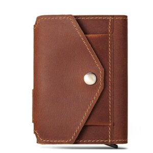 porte-cartes en cuir véritable automatique RFID Le secur