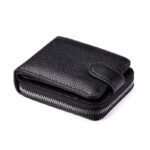 porte-cartes en véritable cuir à glissière RFID
