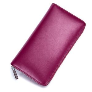 porte-cartes long en cuir à glissière RFID