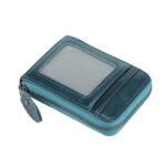 porte-cartes zippé en cuir lisse