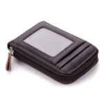 porte-cartes zippé en cuir pu avec RFID