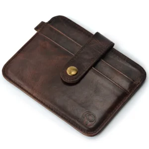 Porte-cartes en cuir véritable pour homme, style minimaliste