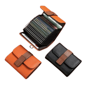 Porte-cartes femme cuir avec fermoir métallique